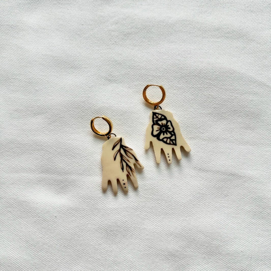 hand tattoo earrings